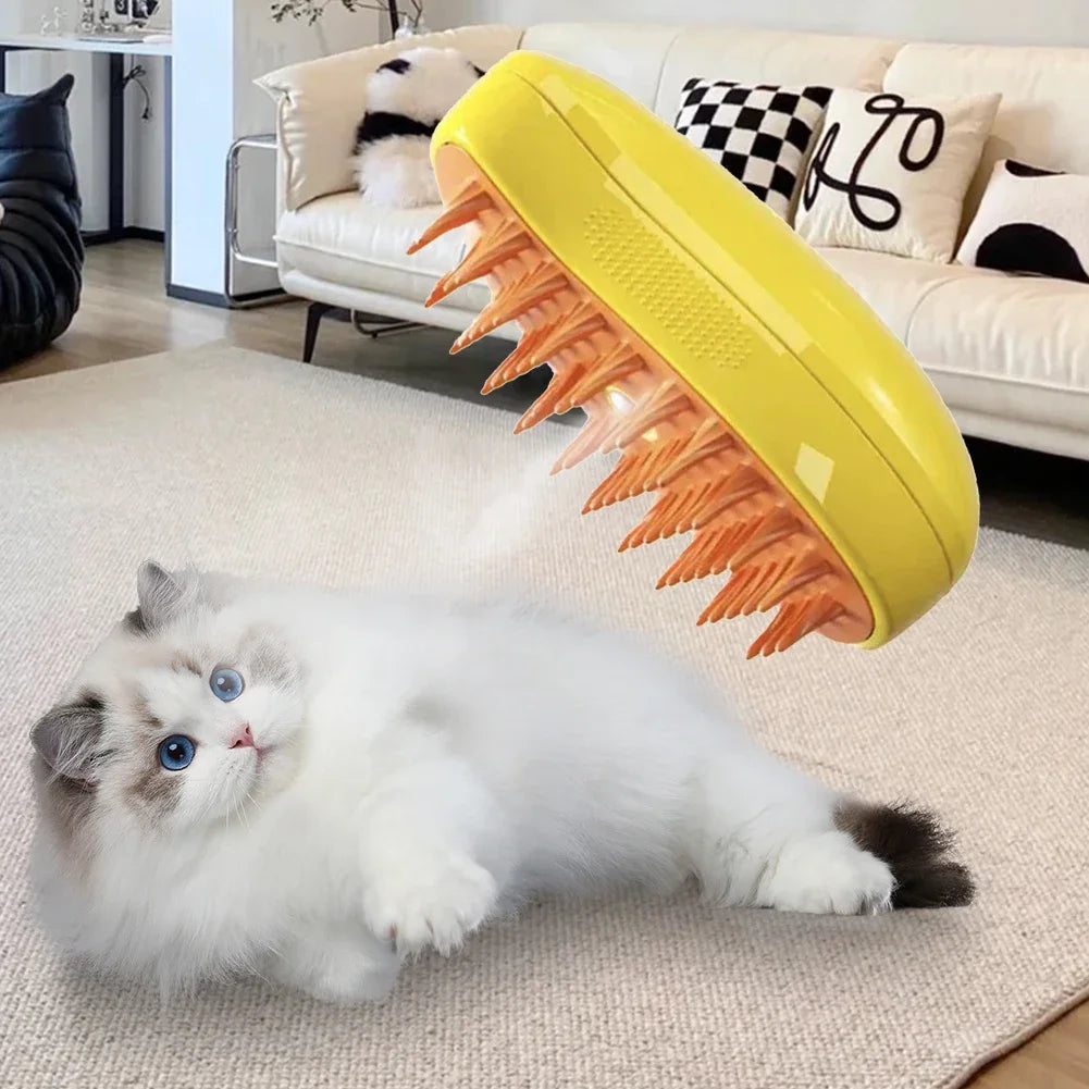 PawMist Pro – 3-in-1 Electric Pet Grooming Brush with Steam