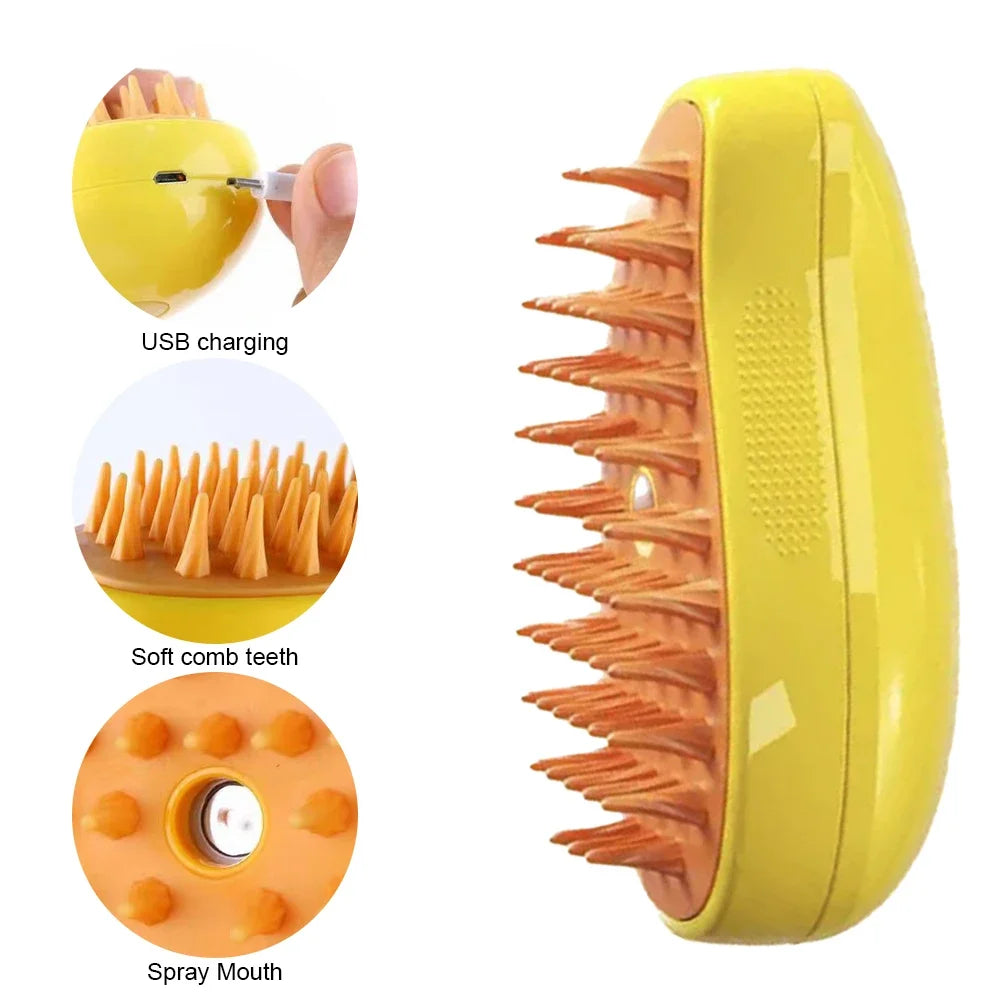 PawMist Pro – 3-in-1 Electric Pet Grooming Brush with Steam