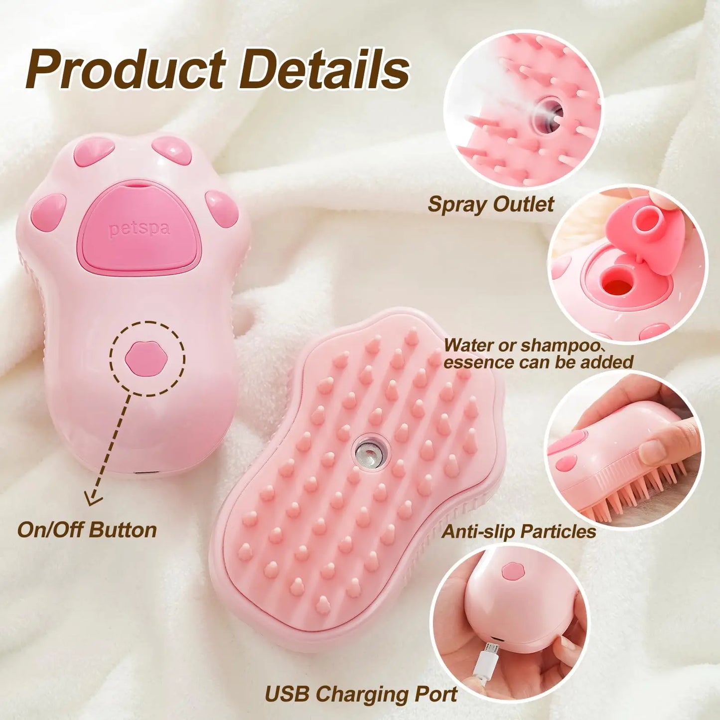 PawMist Pro – 3-in-1 Electric Pet Grooming Brush with Steam