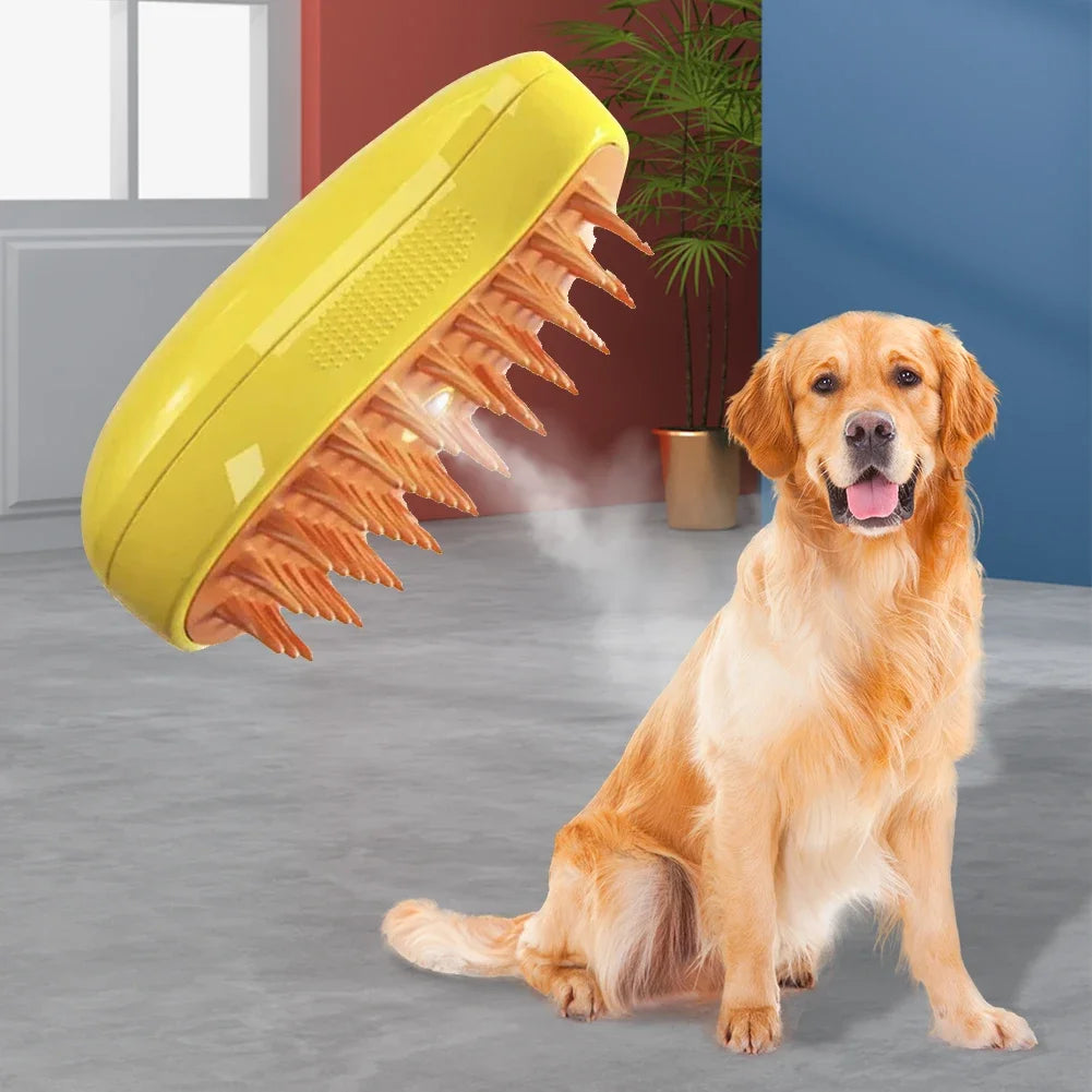PawMist Pro – 3-in-1 Electric Pet Grooming Brush with Steam