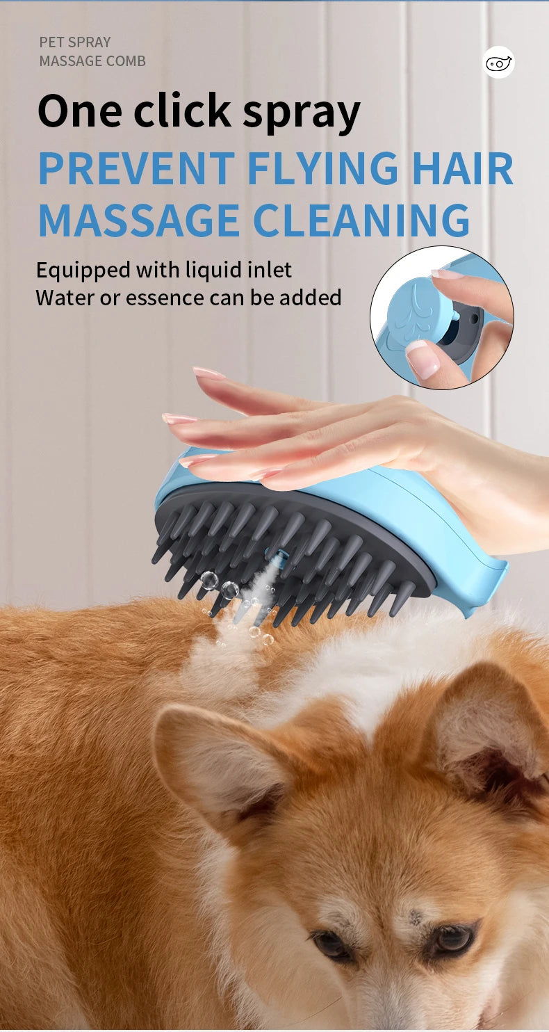 PawMist Pro – 3-in-1 Electric Pet Grooming Brush with Steam